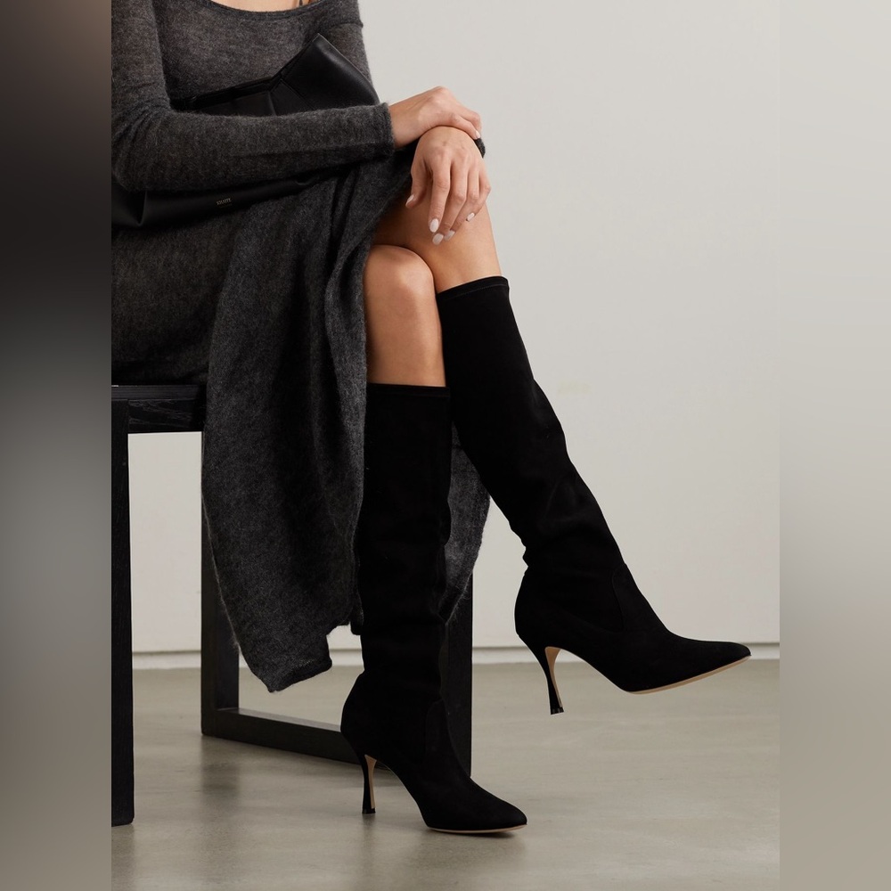 Manolo Blahnik Pamfilo 90 stretch-suede knee boots
